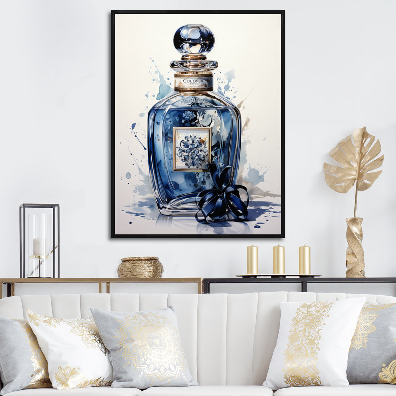 «Mobius Fashion Blue Perfume Delight IV», reproduction sur toile encadrée, H 20 po x l 12 po x P 1 po, Cadre flottant noir
