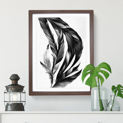 Monochrome Feathers No.2 - Wrapped Canvas Print