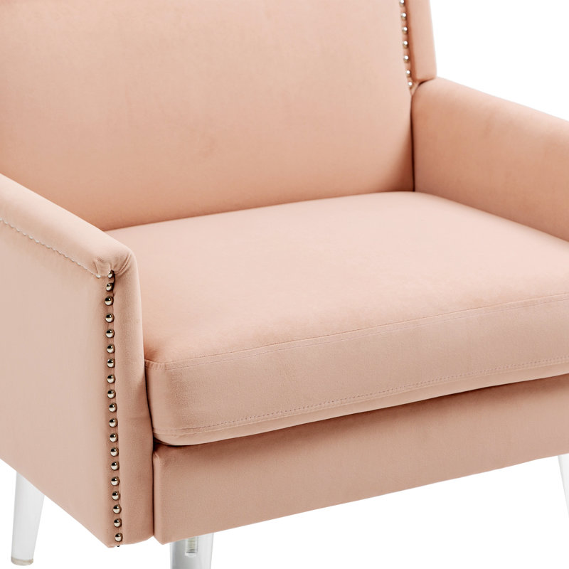 Fauteuil rembourré Hardt, Velours rose