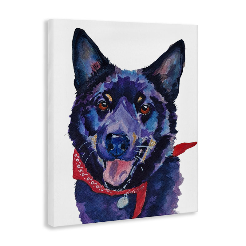 Chien noir avec toile Bandana, design par Tatiana Roberts, H 30 po x l 24 po