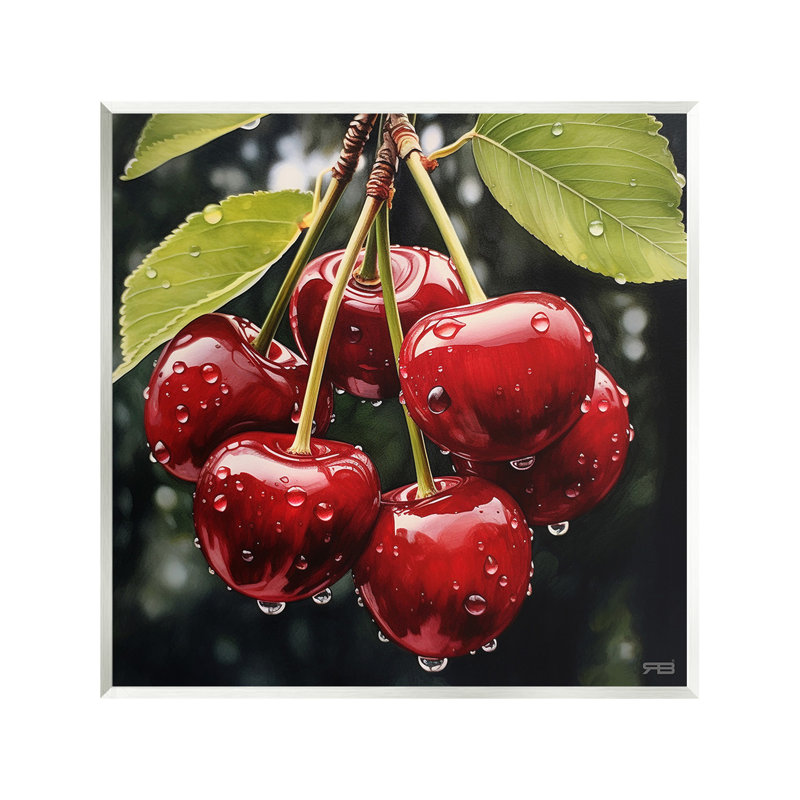 Art mural "Cerises avec gouttelettes d'eau" par RB