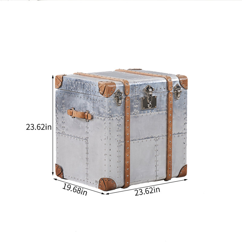 Small Silver Simple Distressed Retro Accent Trunk