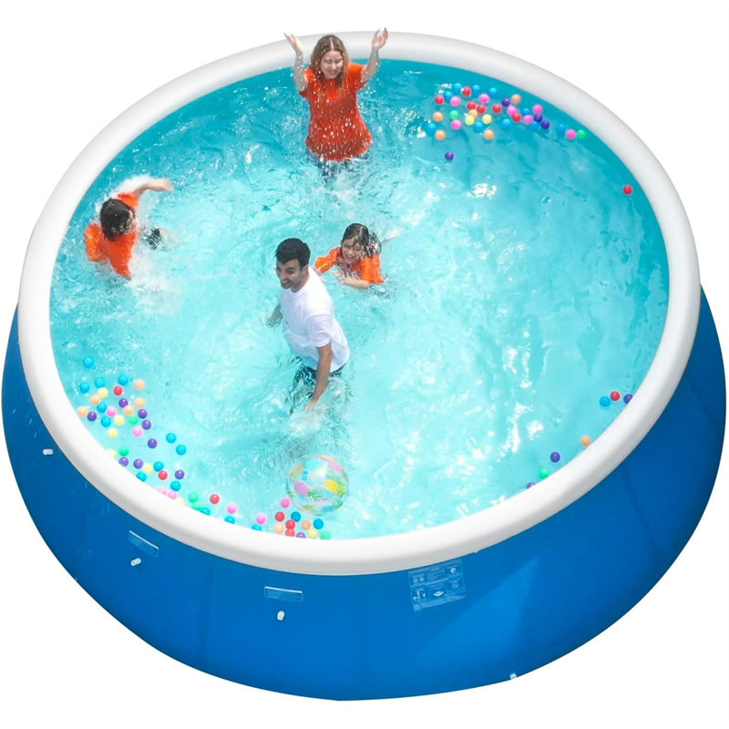 Piscine gonflable ronde pour l'été, installation facile, Bleu, L 144 po x H 40 po