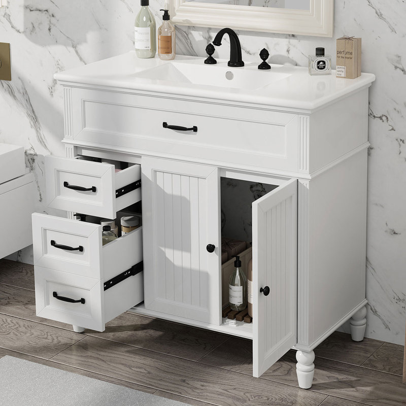 Meuble-lavabo 36 po avec lavabo, Blanc