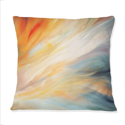 Vintage Blue And Orange Wave Elegance I - Abstract Shapes Printed Throw Pillow