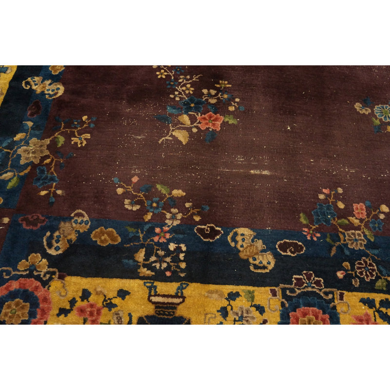 Hand Knotted Wool Area Rug in Purple