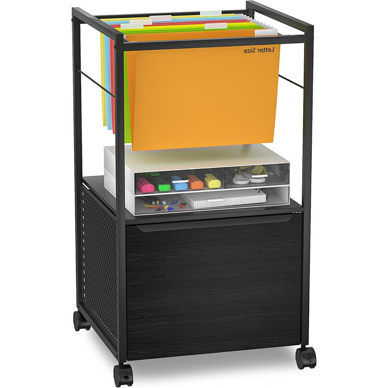 Multifunctional Mobile File Organizer with Hanging Files&Folders, Vertical Filing Cabinet for Home and Office, Matte Black