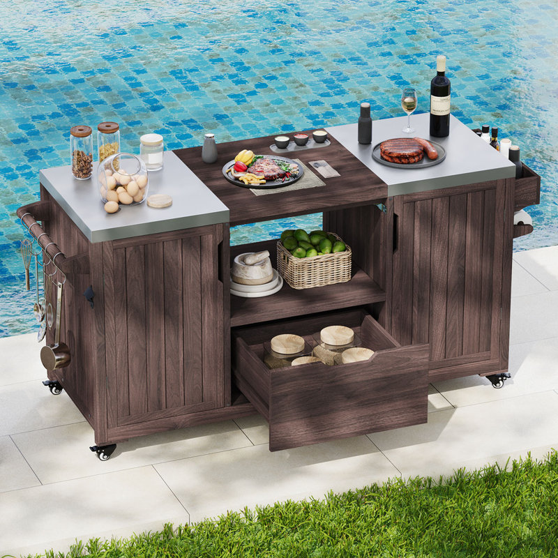 66.5" Outdoor Kitchen Island, Brown