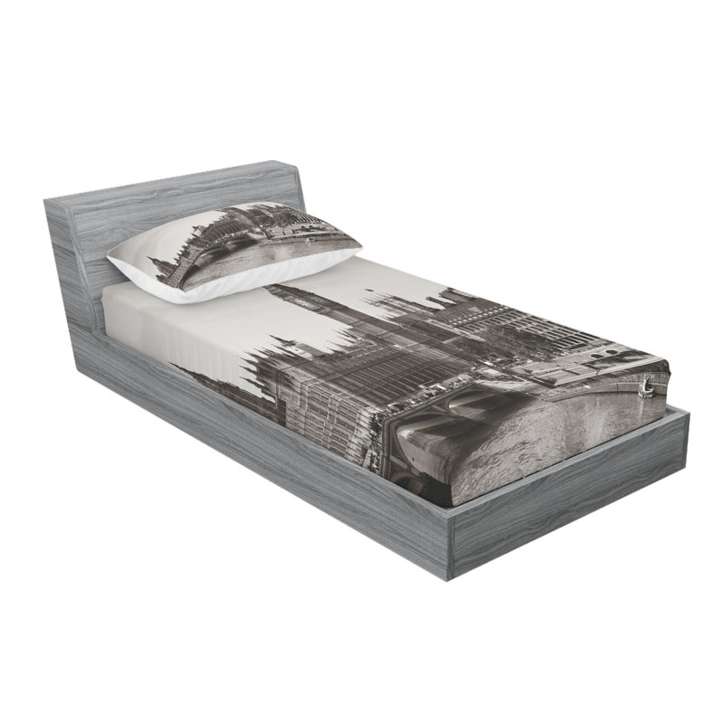Microfiber Patterned Fitted Sheet, Twin XL Fitted Sheet with 1 Pillowcase