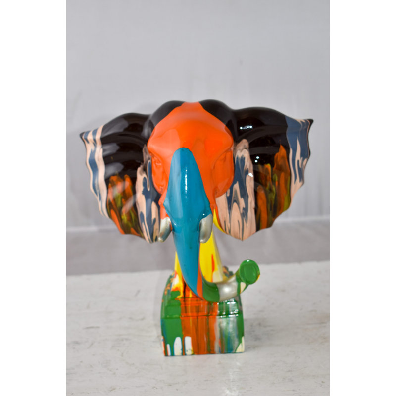 Ernestene Elephant Ears Modern Looking Multicolored Resin Statue Size: 11" x 7" x 11"H
