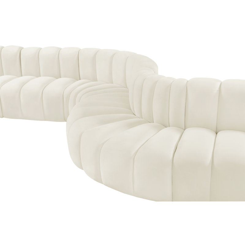 Ivancea Upholstered Curved Sectional Reversible, Cream Velvet
