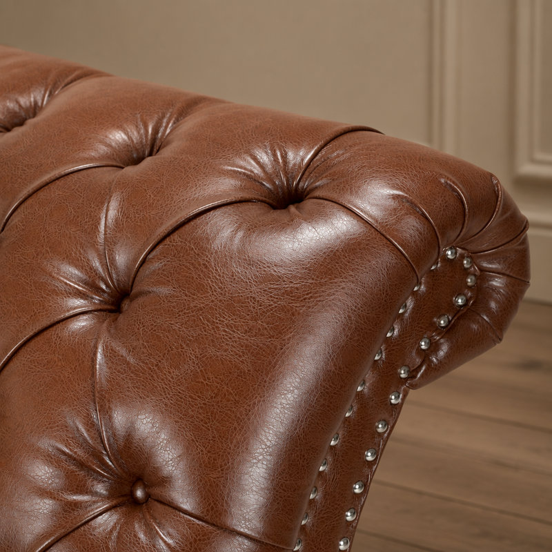 Méridienne capitonnée sans accoudoirs avec mousse haute densité et pieds en bouleau, parfaite pour le confort et le style de tout salon