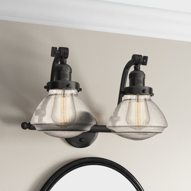 Éclairage pour salle de bain 2 lumières Chesterville, Grainé, Bronze huilé, Ampoule incandescente rétro de 60 watts