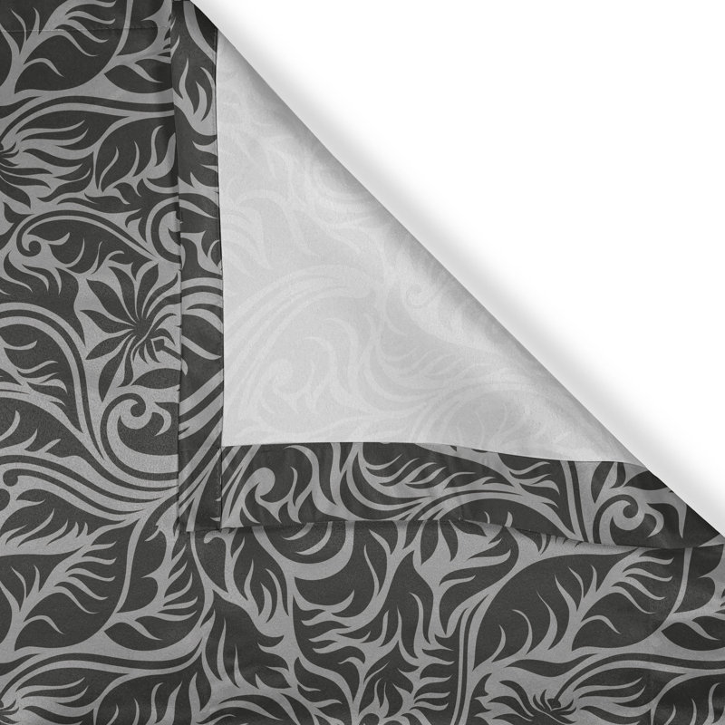 Ambesonne Grey Grommet Curtain 2-Panel Window Drapes, 50"x120", Black and Grey, 50" W x 108" L