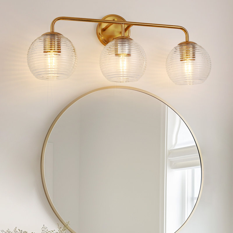 Modern 3-Light Gold Wall Mirror Sconce With E26 Bulb Sockets
