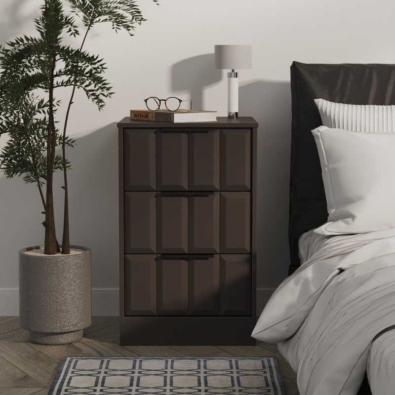 Doss 45cm W Manufactured Wood Bedside Table, Graphite Black