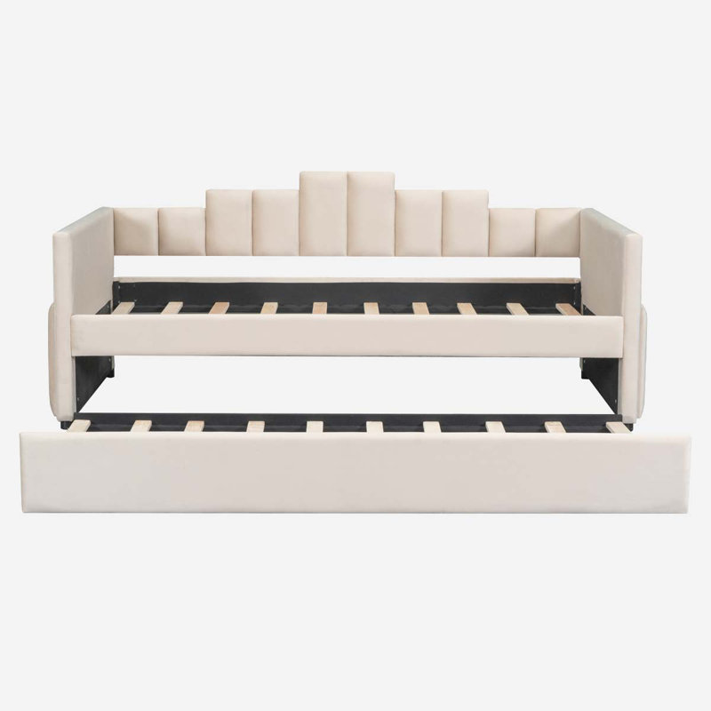 Orneta Kids Twin Daybed with Trundle, Beige