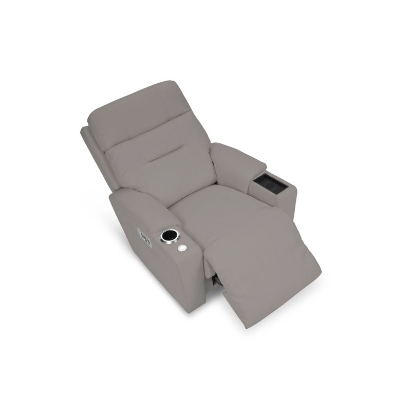 Neo Power Rocking Recliner with iClean Fabric and Power Headrest and Lumbar, Beige Polyester Blend