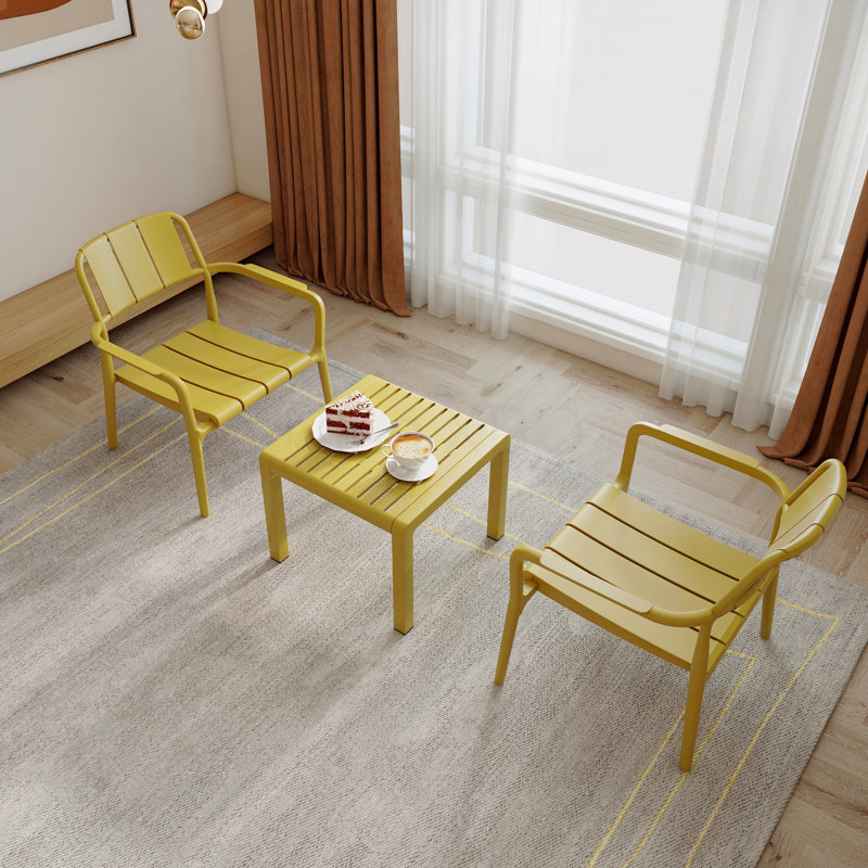 Ensemble de chaises à une place et de table basse Pp 2 pièces Holiday, Jaune