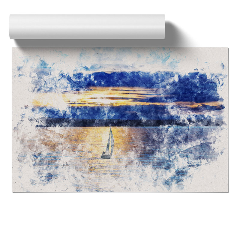 Sailing Boat Watercolour - Frameless Print, 42cm H x 59cm W x 0.1cm D
