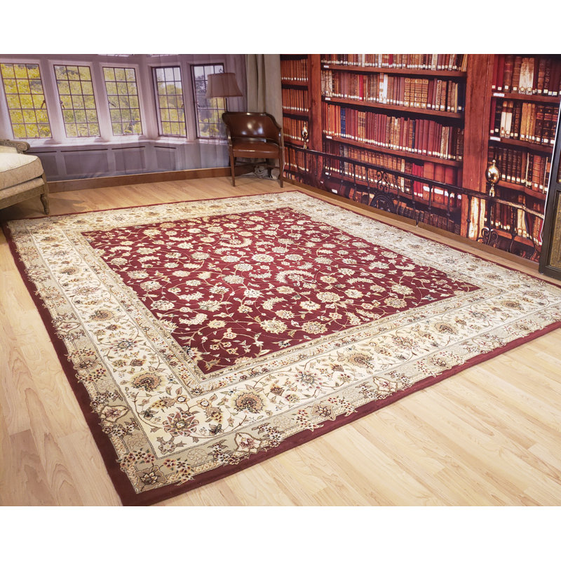 Tapis oriental élégant en soie / laine bourgogne / ivoire touffeté à la main, Ovale 5 pi 6 po x 8 pi 6 po