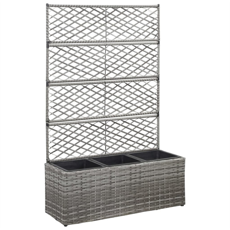 Newsome Rattan Planter Box with Trellis, 130cm H x 83cm W x 30cm D, Grey