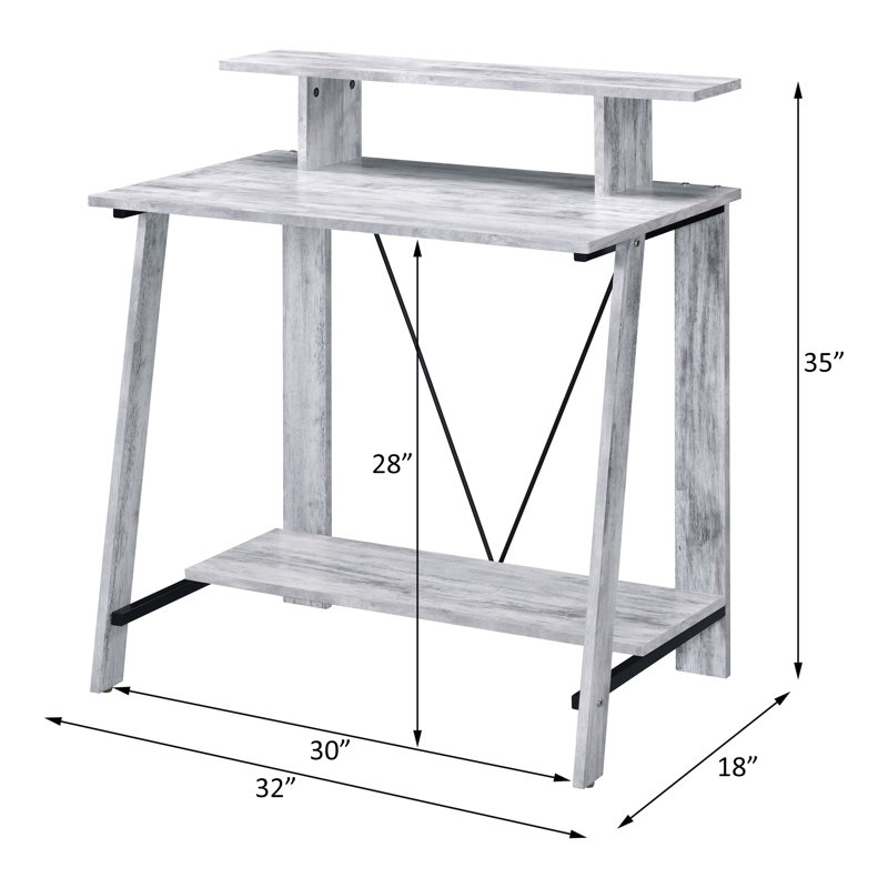 Shepard Rectangular Writing Desk with Open Storage, White