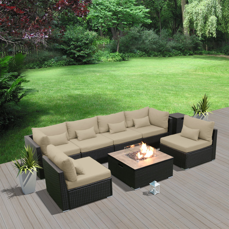 Ensemble de conversation avec coussins pour 6 personnes, Beige
