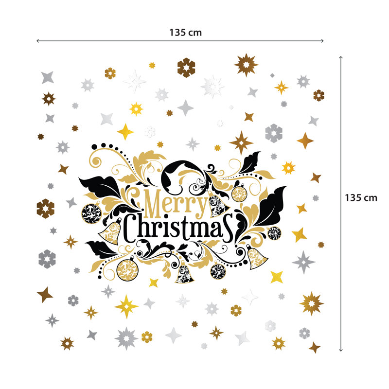 Elegant with Metalic Snowflakes Christmas Wall Sticker, Gold/Silver