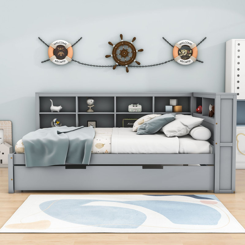 Lit de jour avec couchette Nagely, Gris, Double