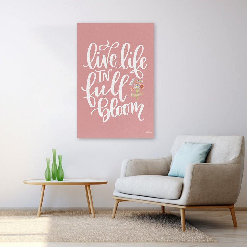 «Live Lie In Full Bloom», art typographique d'inspiration contemporaine «Live Life In Full Bloom», H 32 po x l 48 po