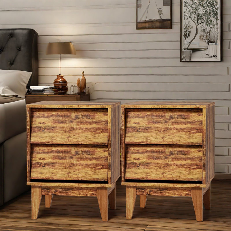 16cm W Manufactured Wood Bedside Table, Brown