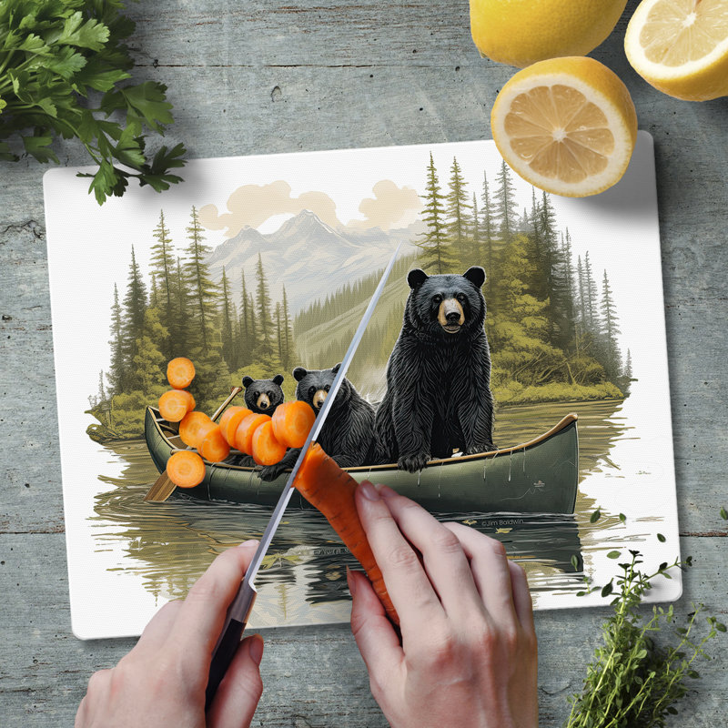 Planche à découper en verre trempé Black Bear Canoe 3 mm 10 po x 8 po