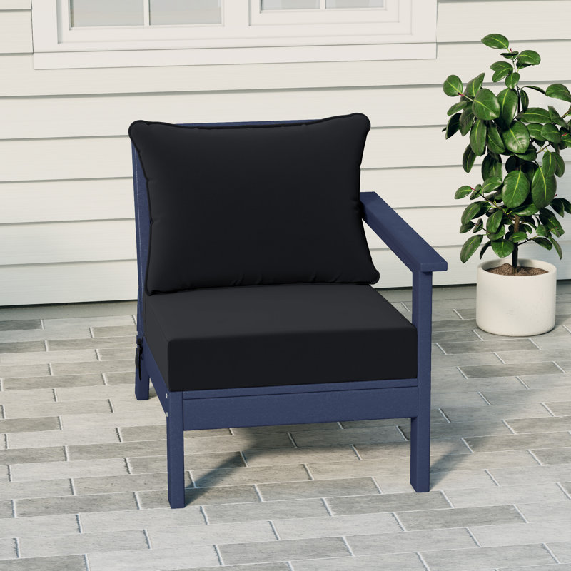 Deep Seating Right Arm Chair With Cushions, Black, Navy Blue