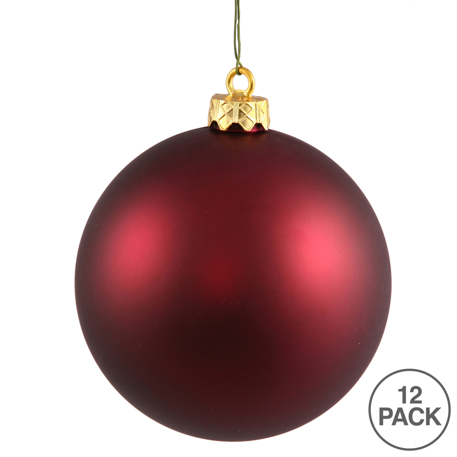 Shatterproof Bauble, Wine Matte, 3" H x 3" W x 3" D