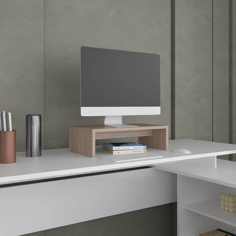 Bureau H 5,4 po avec 1 tablette, chêne blanc