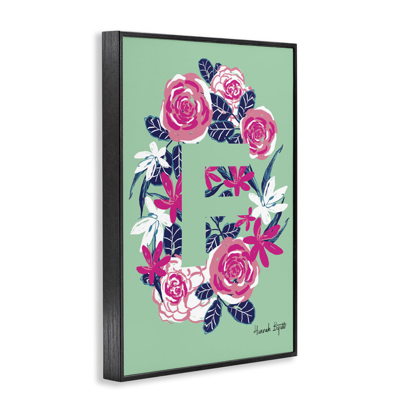 «Floral Bloom», lettre F, giclée par Hannah Louise Byatt, Giclée encadrée noir minuit, H 18 po x l 12 po