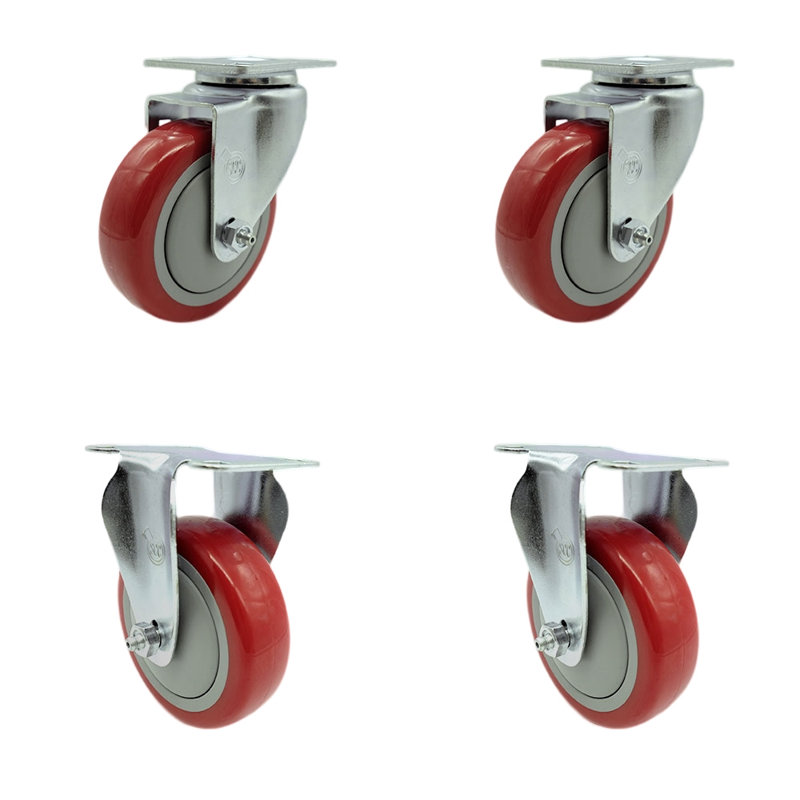 Ensemble de 4 roulettes en polyuréthane, Rouge