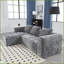 Canapé modulaire moderne en L de 98,42 pouces avec méridienne, tissu chenille, sans assemblage et amp; Poches latérales | Chenille | Dossier rembourré | Gris-836102880