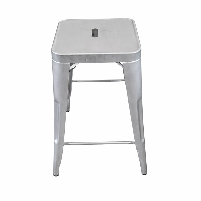 Tabouret en métal | Argent | Sièges d'appoint | 12 x 12,5 x 21 po