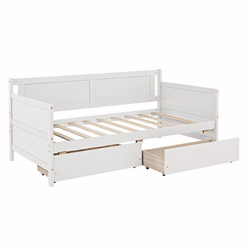 Wood Daybed With Two Storage Drawers, White