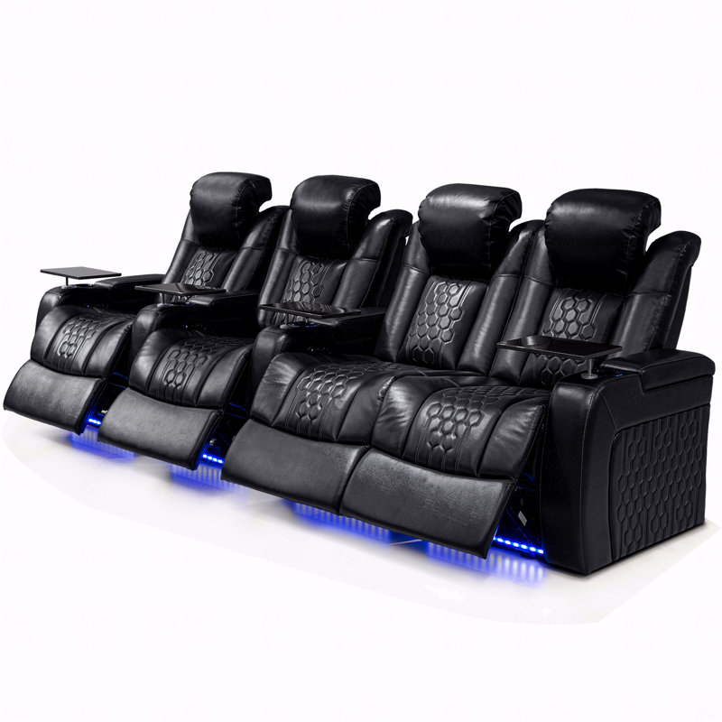 124.4"With Power Recliner Function 4 PC Made Withtop-Grain Nappa,Fully Adjustable Relaxation,Smart Charging,Dynamic RGB With LED Light Lighting