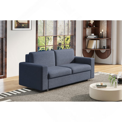 Canapé-lit escamotable, canapé-lit double, canapé-lit 2 en 1 convertible avec matelas en mousse à mémoire de forme, causeuse pour salon, appartement de bureau et petit espace (bleu)