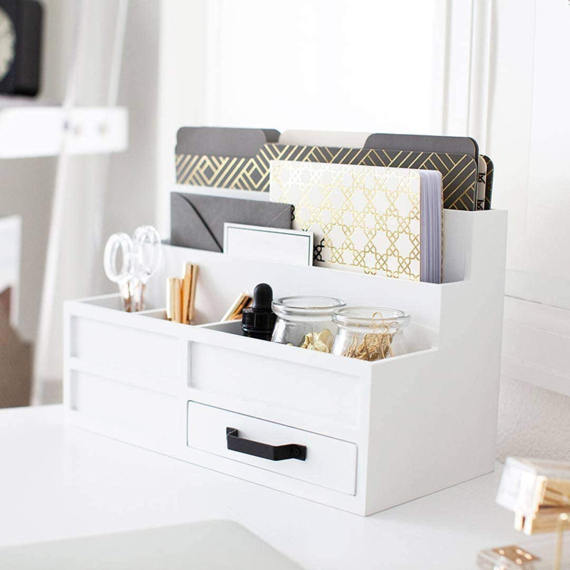 Solid + Manufactured Wood Desk Organizer