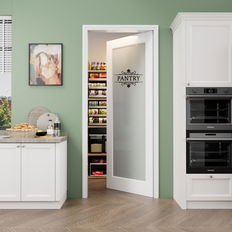 Interior Pantry Frosted Slab Door Solid Manufactured Wood Prime Standard Door Without Hardware Kit, 24" x 80" , white016