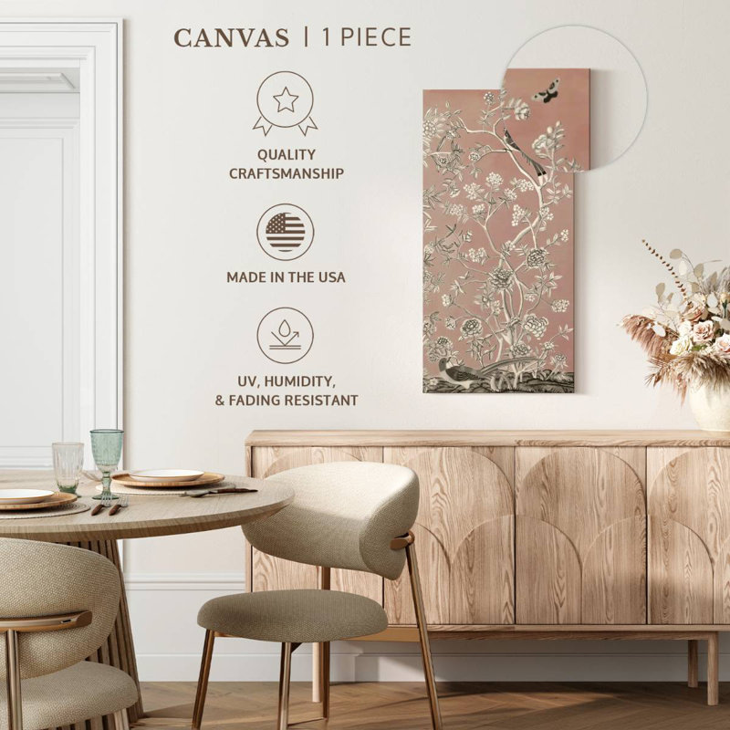 Blush chinoiserie I, H 30 po x l 15 po