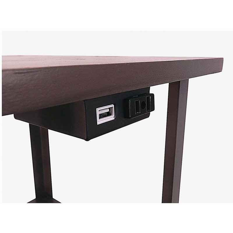 58" Squared Sofa Side Shelves Table Lamp w/ Power Station