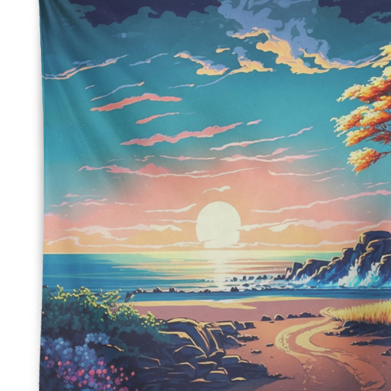 Tapisserie murale moderne coucher de soleil en style IV - paysage, H 32 po x l 39 po