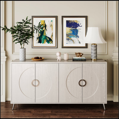 Buffet avec armoire moderne en bois laqué 4 portes avec rangement spacieux pour diverses pièces, idéal pour organiser et exposer vos essentiels