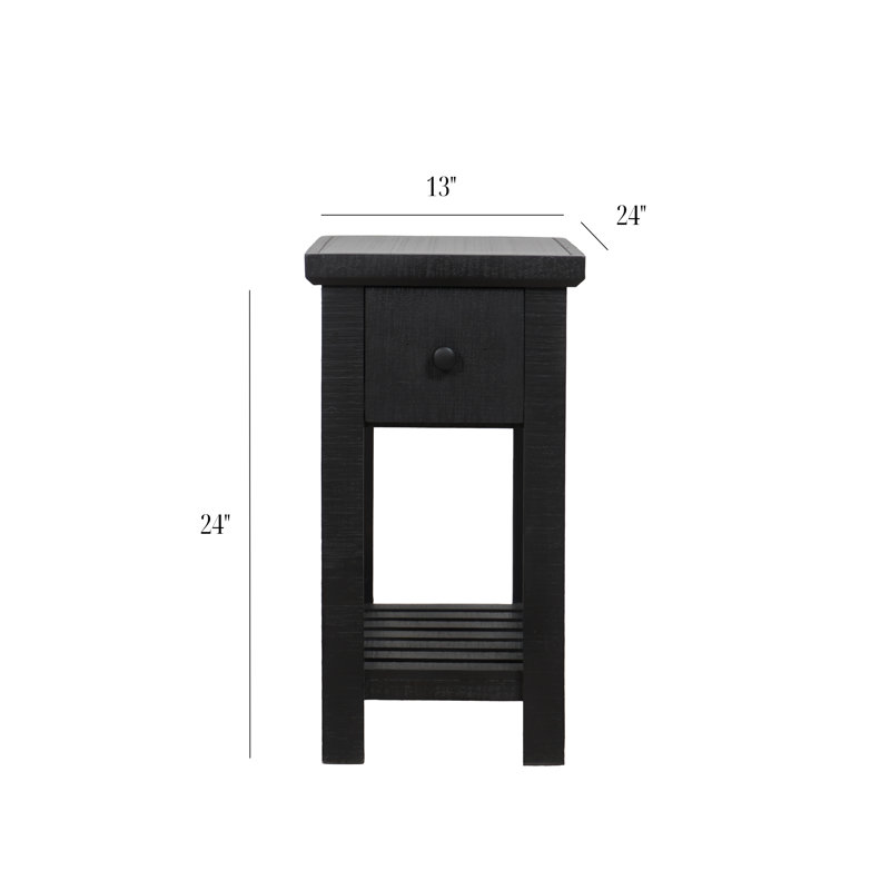 Mattie Tall Farmhouse End Table, Wood Accent Side Table